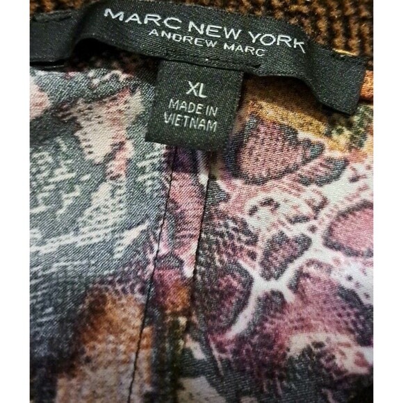 Marc New York Blouse Women's XL Snake Print Andrew Marc Dolman Sleeve Front Tie - Picture 5 of 9